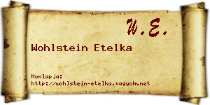 Wohlstein Etelka névjegykártya